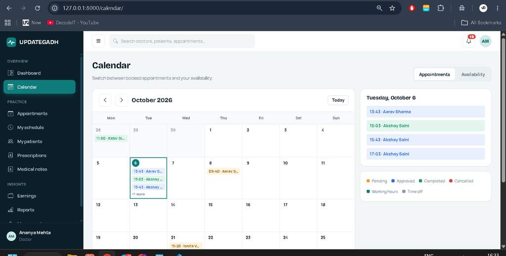 Doctor Appointment Management System Using Python and Django