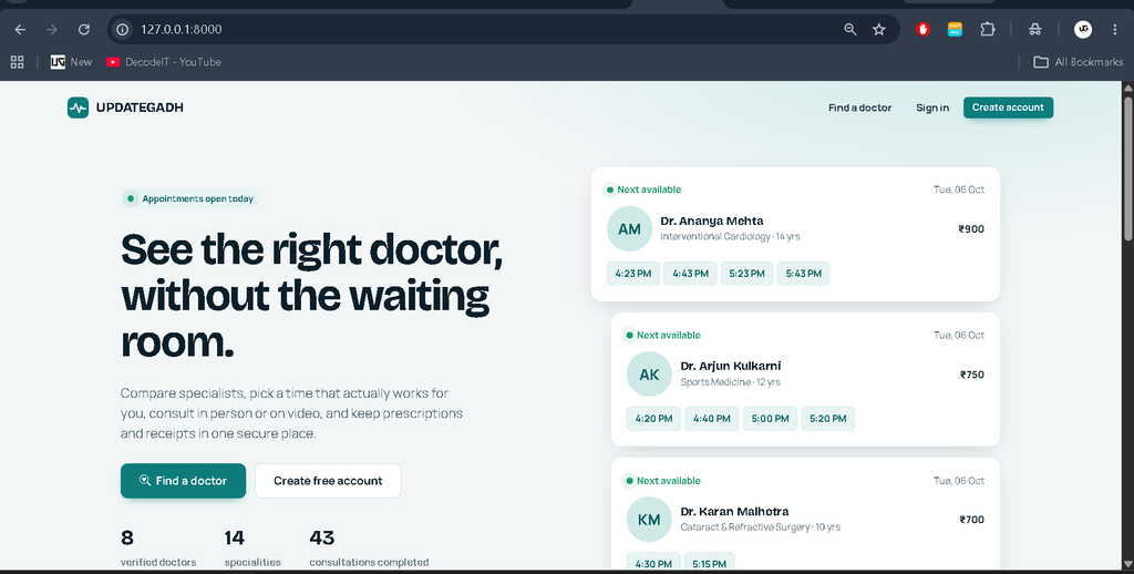 Doctor Appointment Management System Using Python and Django