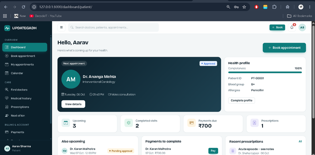 Doctor Appointment Management System Using Python and Django