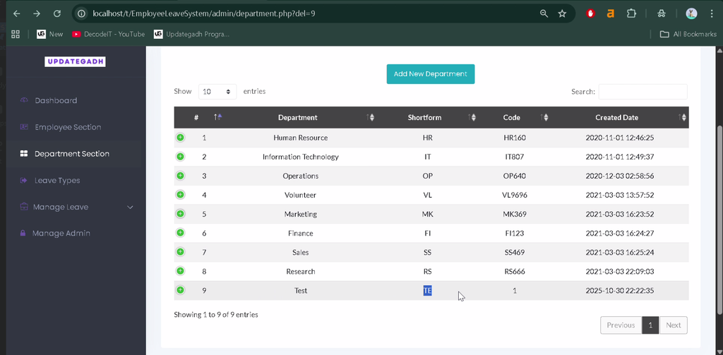 Employee Leave Management System in PHP and MySQL-5