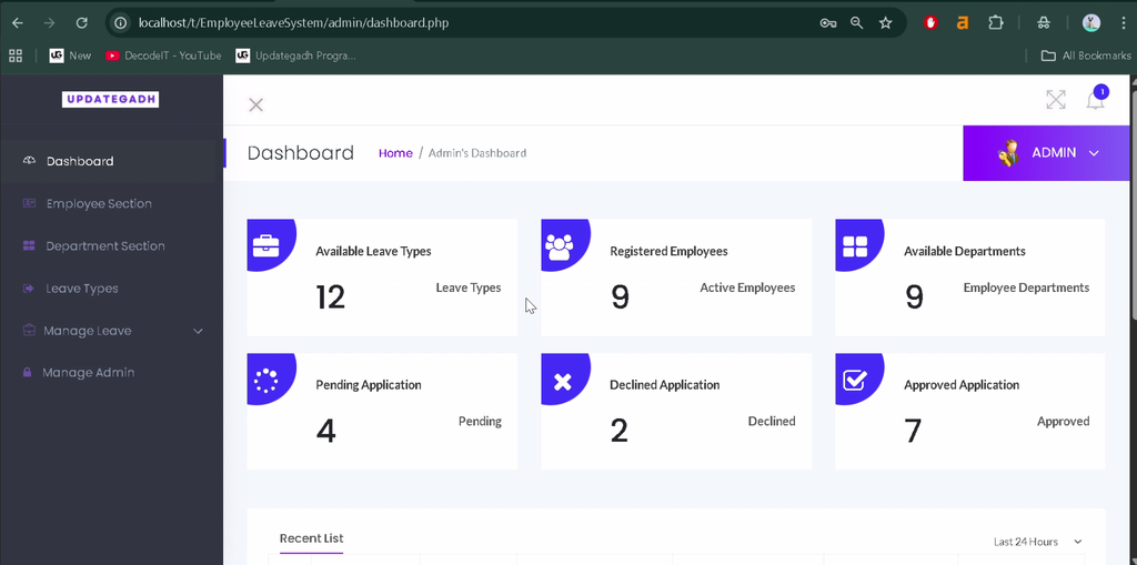 Employee Leave Management System in PHP and MySQL-3