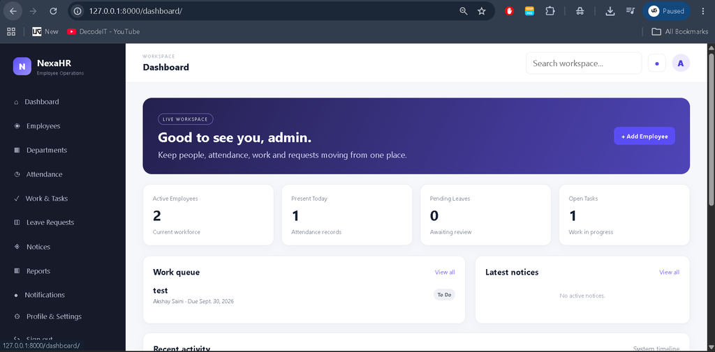 Employee Management System Using Python and Django