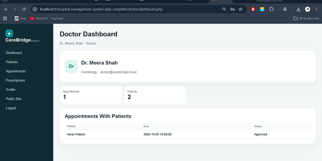 Hospital Management System is a PHP and MySQL