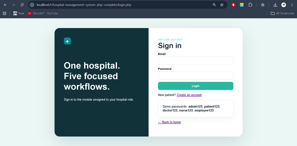 Hospital Management System is a PHP and MySQL