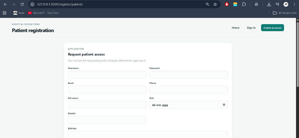Hospital Management System Using Python and Django