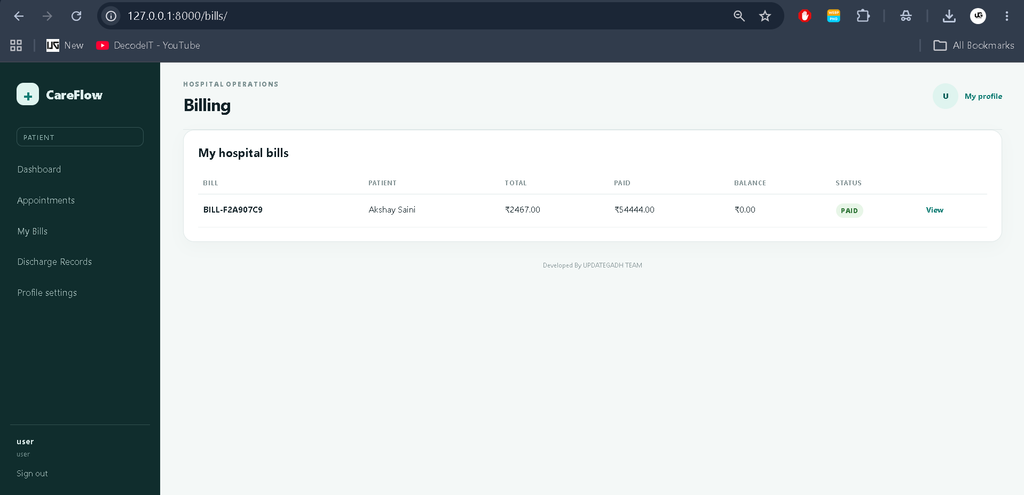 Hospital Management System Using Python and Django