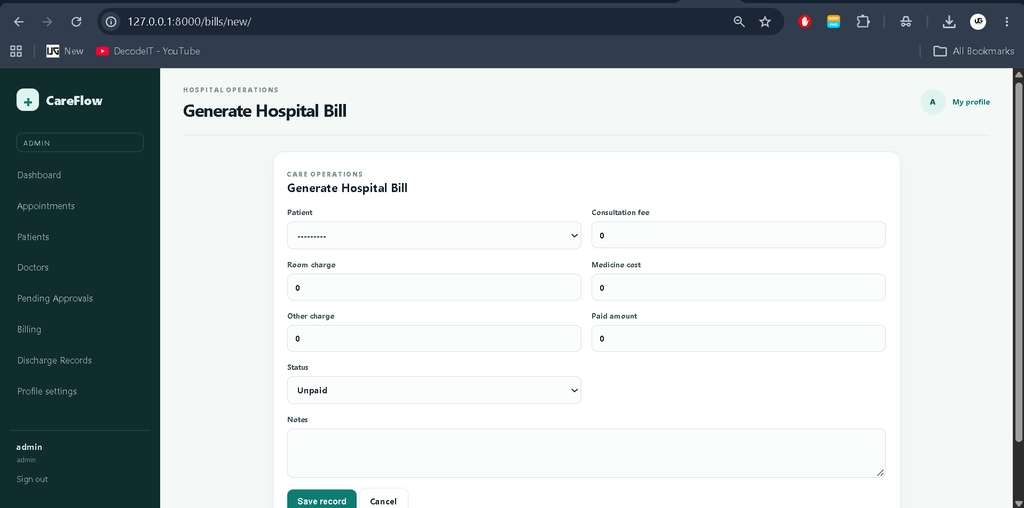 Hospital Management System Using Python and Django