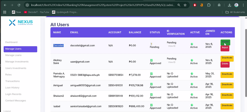 Online Banking Management System Using PHP and MySQL-5