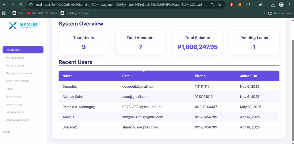 Online Banking Management System Using PHP and MySQL-4