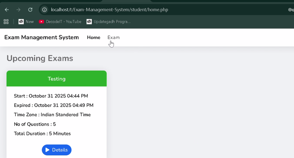 Online Exam Management System in PHP and MySQL-7