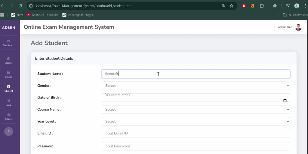 Online Exam Management System in PHP and MySQL-3