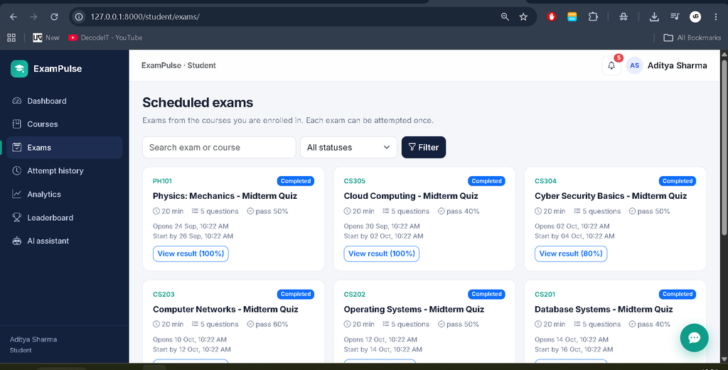 Online Examination System Using Python with AI Chatbot-student