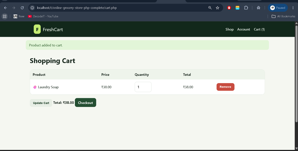 Online Grocery Store in PHP and MySQL