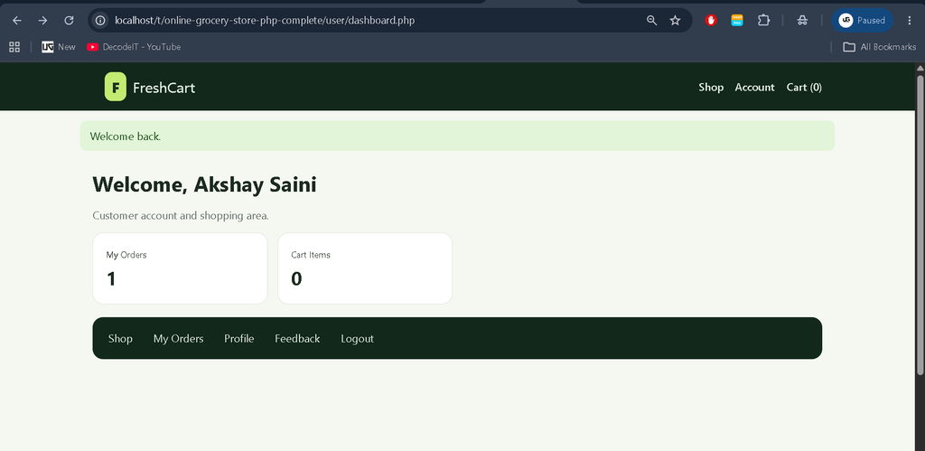 Online Grocery Store in PHP and MySQL