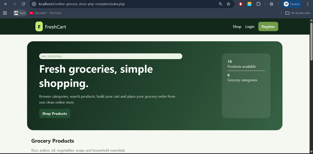 Online Grocery Store in PHP and MySQL