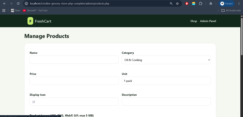 Online Grocery Store in PHP and MySQL