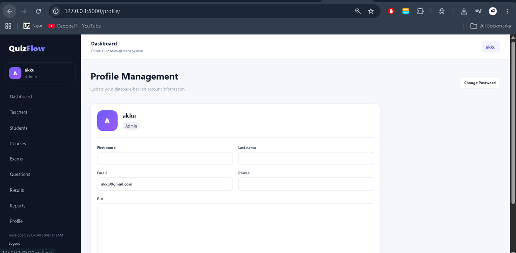 Online Quiz Management System Using Python and Django