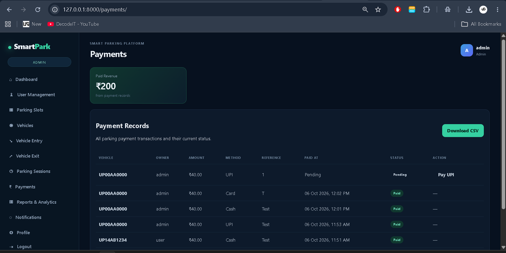 Parking Management System Using Python and Django