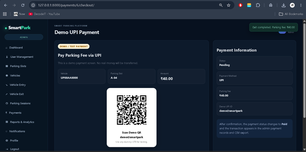 Parking Management System Using Python and Django