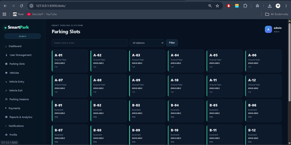 Parking Management System Using Python and Django