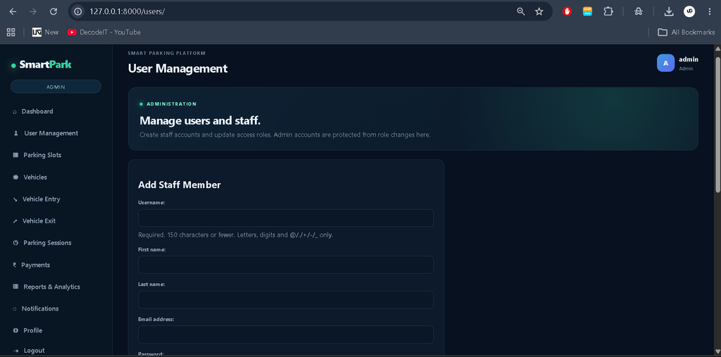 Parking Management System Using Python and Django