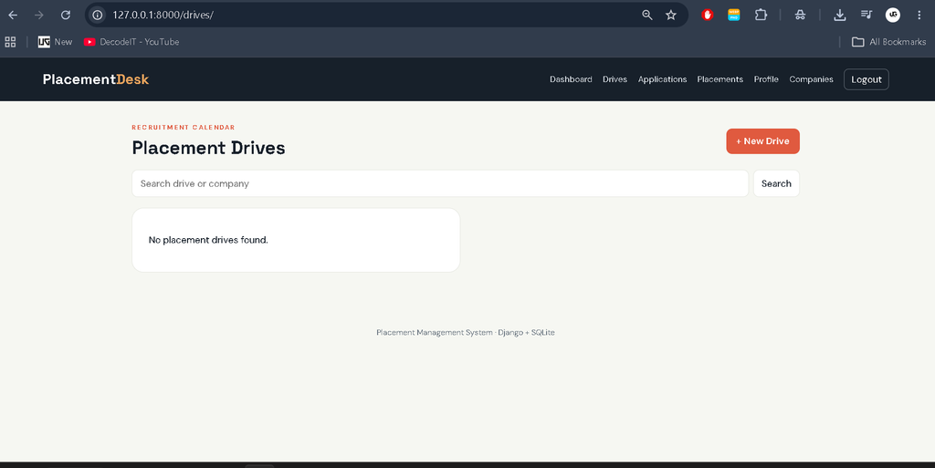 Placement Management System Using Django and SQLite