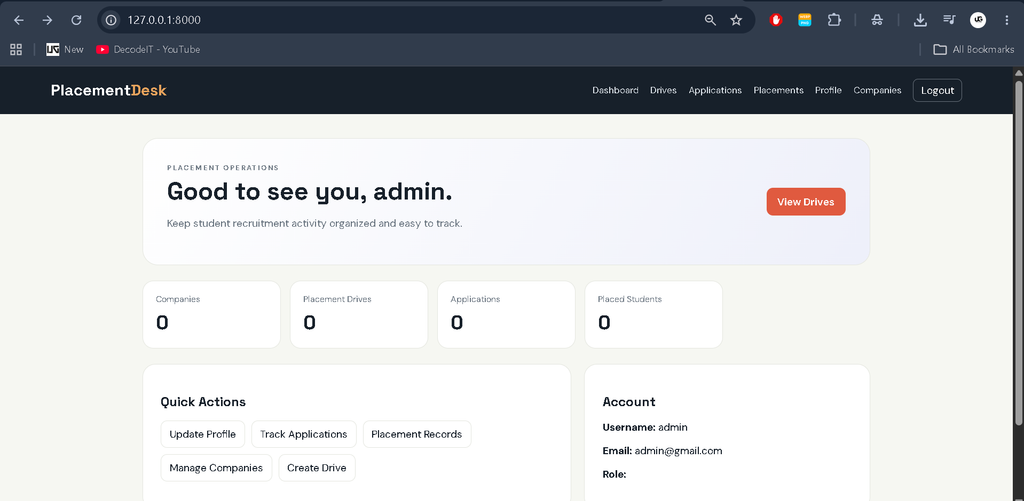 Placement Management System Using Django and SQLite
