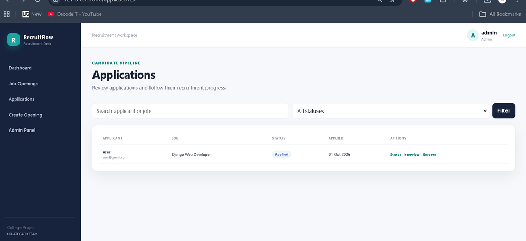 Recruitment Management System Using Django