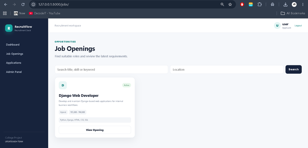 Recruitment Management System Using Django