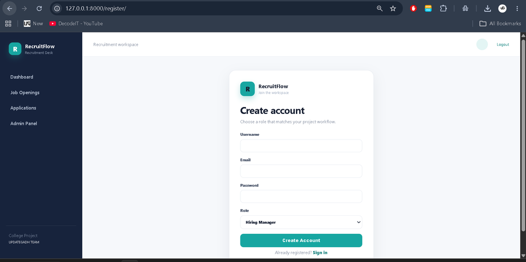 Recruitment Management System Using Django