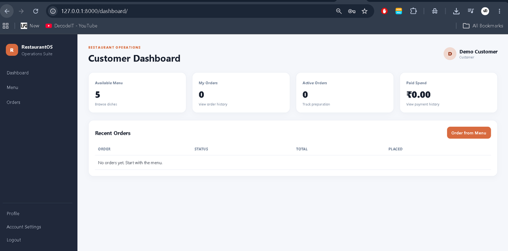 Restaurant Management System Using Python Django