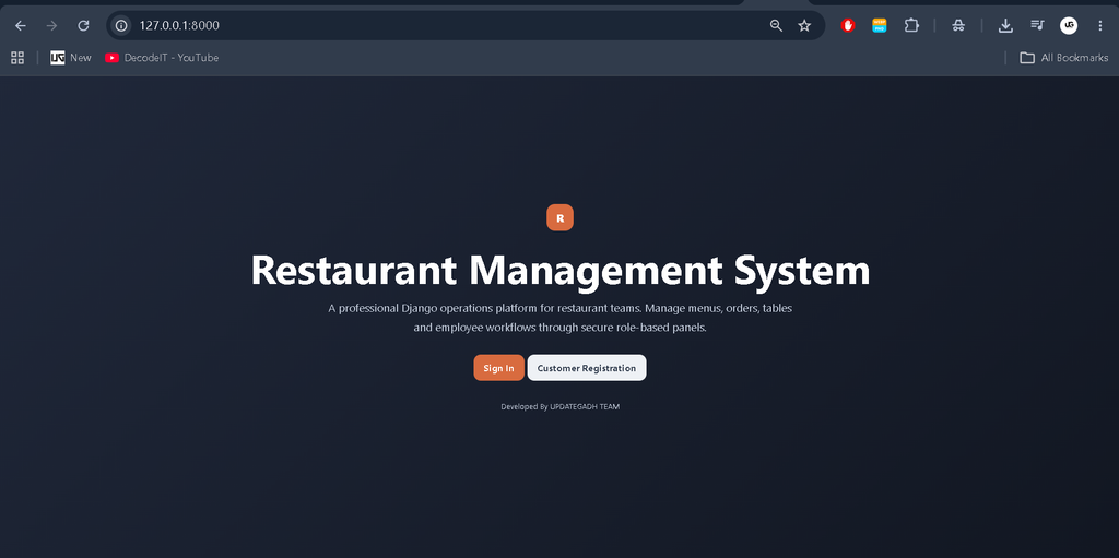 Restaurant Management System Using Python Django