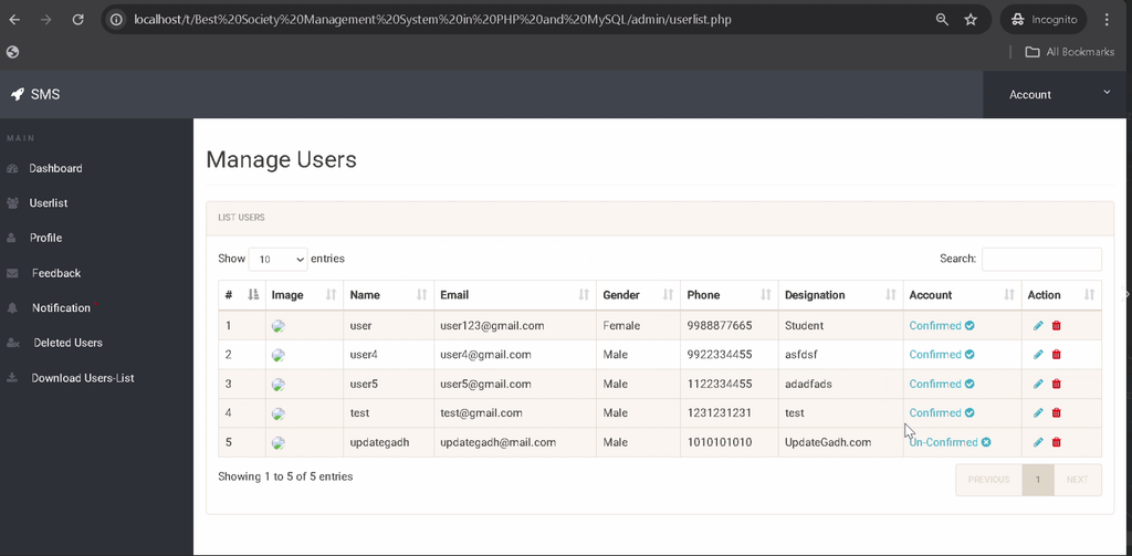 Society Management System Using PHP and MySQL-6