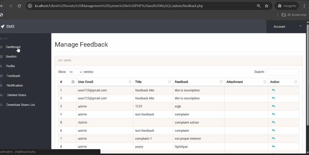Society Management System Using PHP and MySQL-5
