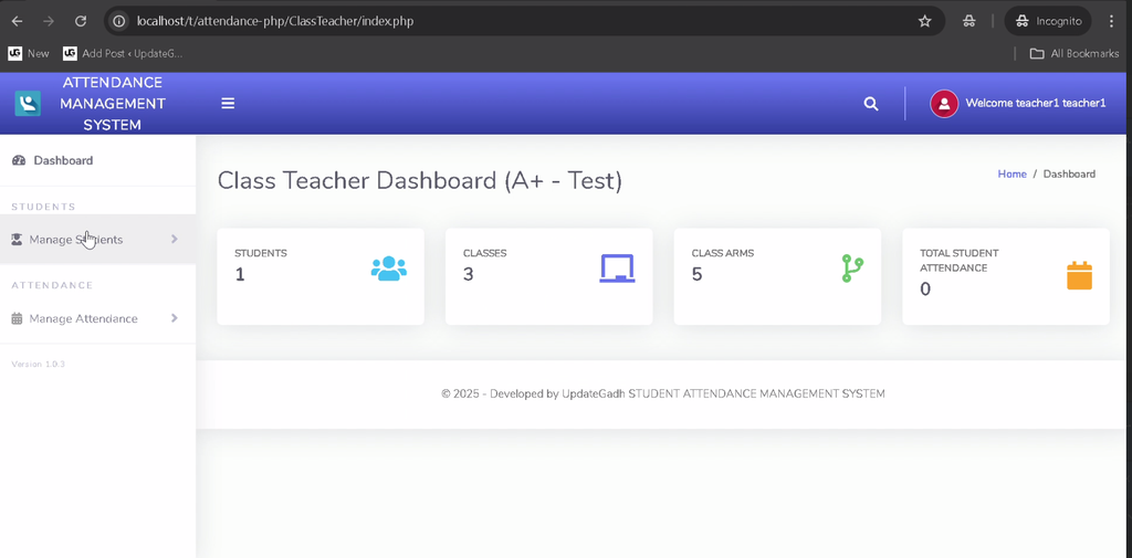 Student Attendance Management System Using PHP and MySQL-5