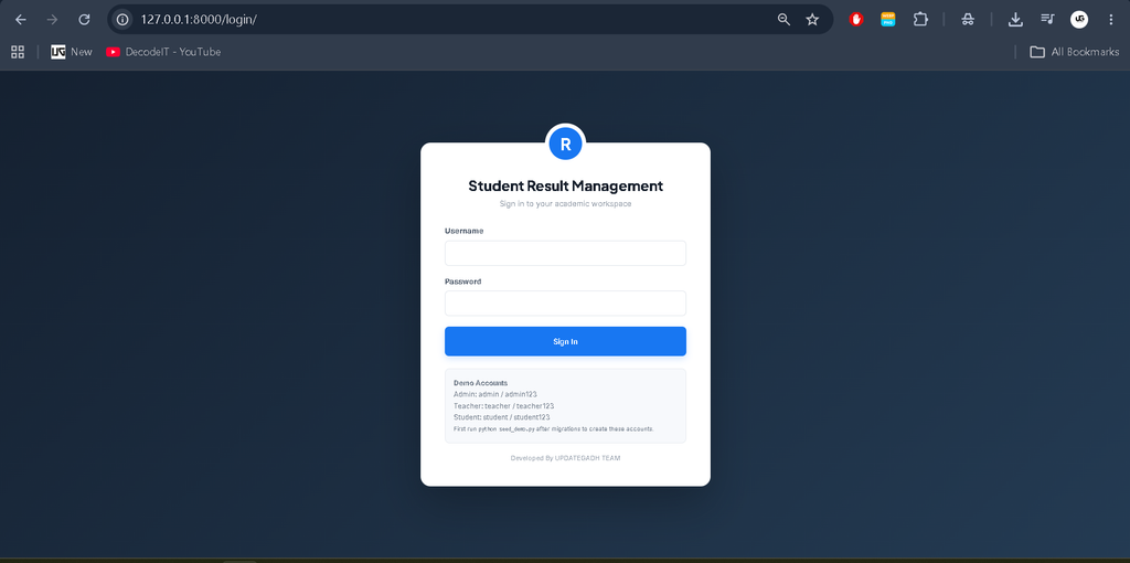 Student Result Management System Using Python and Django