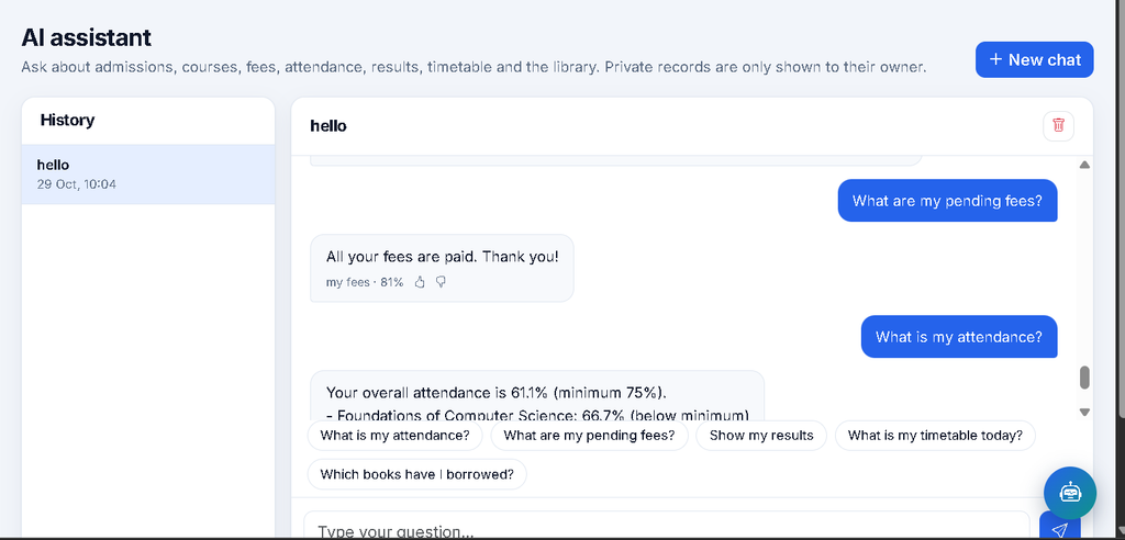 University Management System in Python and AI Chatbot-4