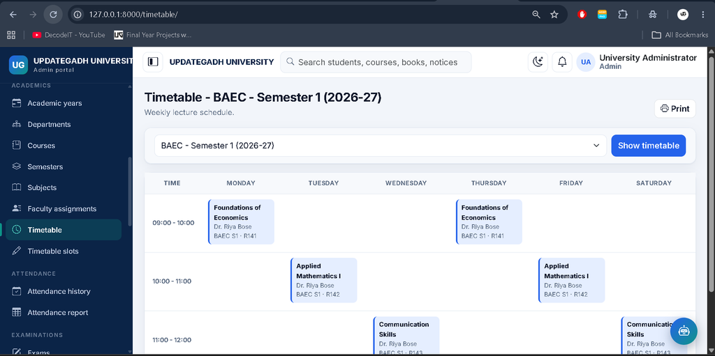 University Management System in Python and AI Chatbot-12