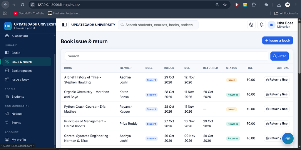 University Management System in Python and AI Chatbot-10
