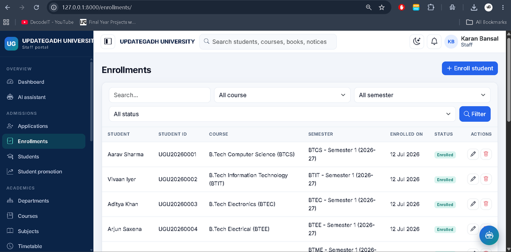 University Management System in Python and AI Chatbot-8