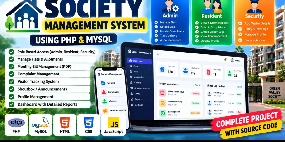 Society Management System Using PHP and MySQL