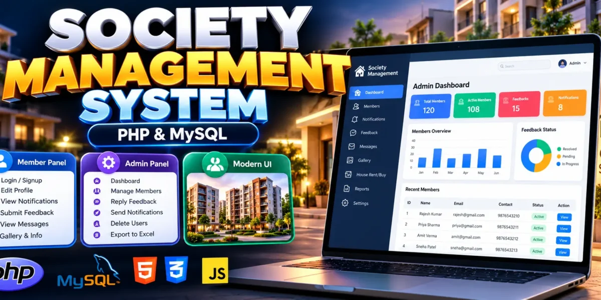 Society Management System Using PHP and MySQL