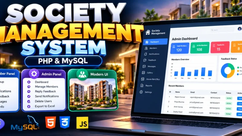 Society Management System Using PHP and MySQL