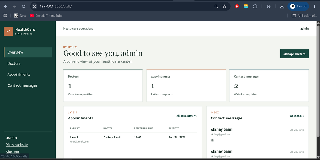 Appointment Management System Using Python Django