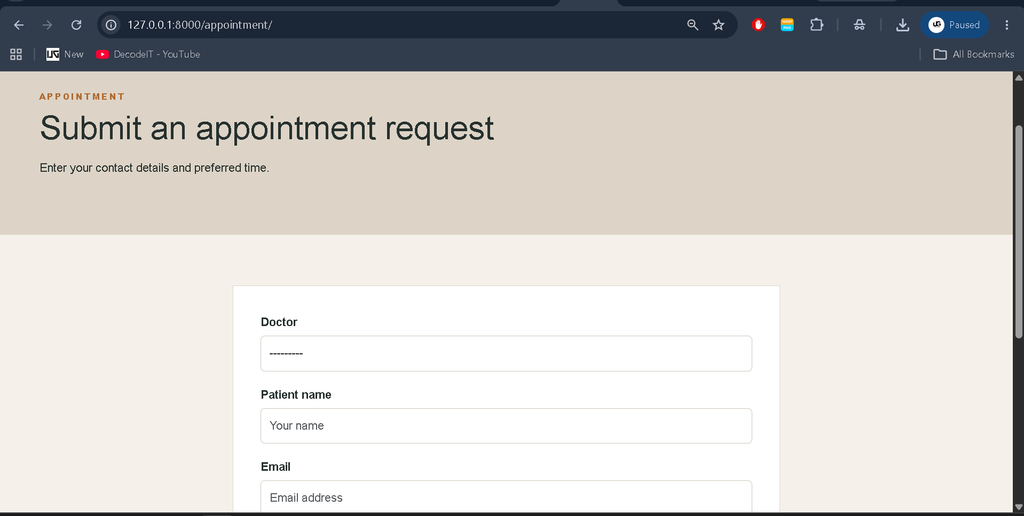 Appointment Management System Using Python Django