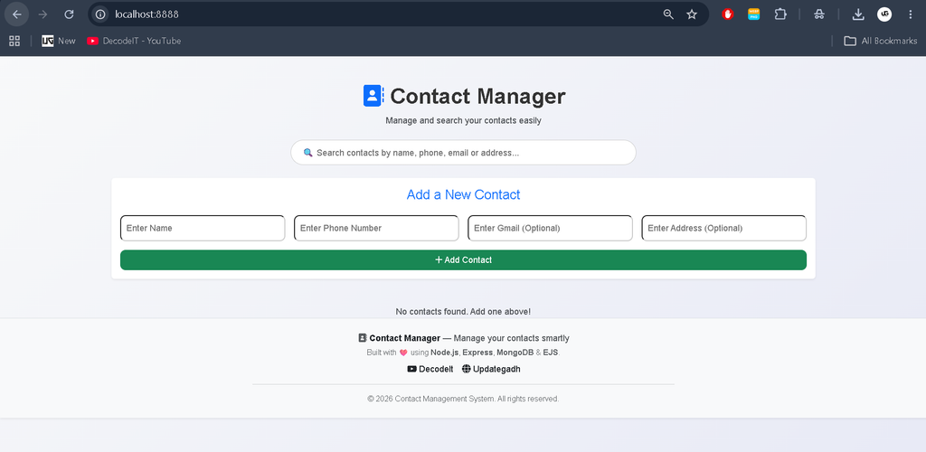 Contact Management System Using Node.js