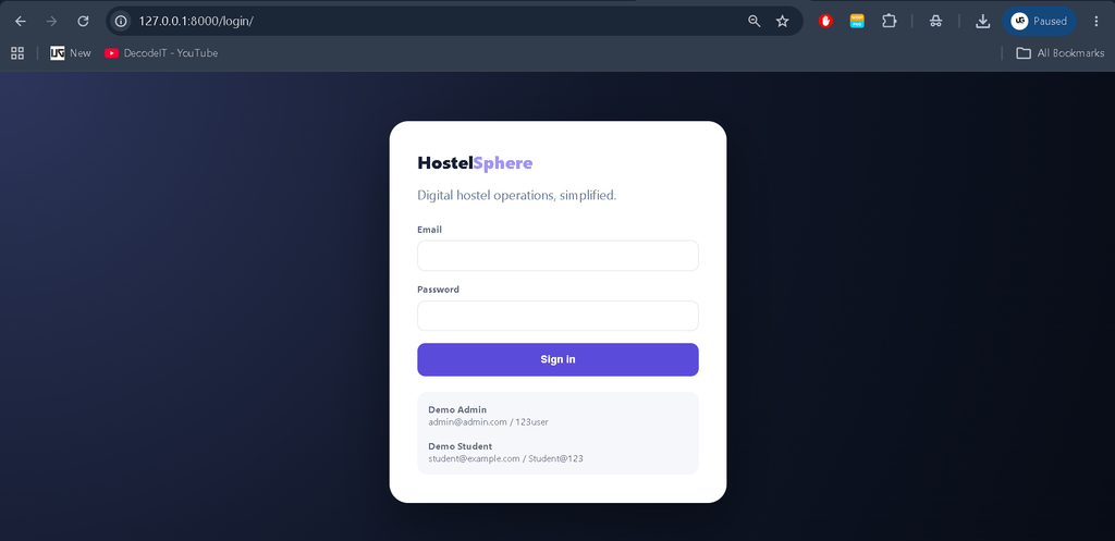Hostel Management System Using Python and Django