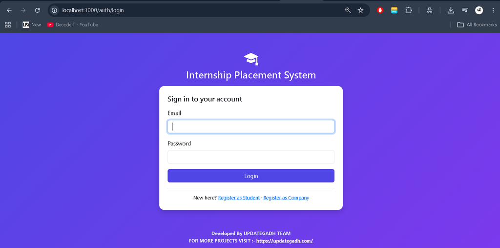 Internship Placement System Using Node.js and MongoDB-login