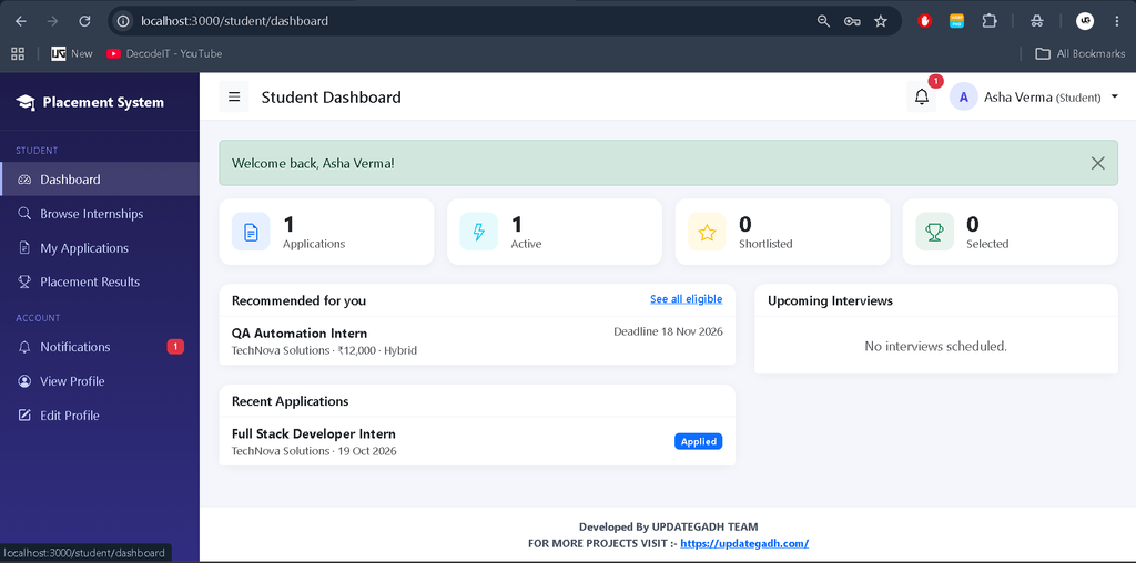 Internship Placement System Using Node.js and MongoDB-2