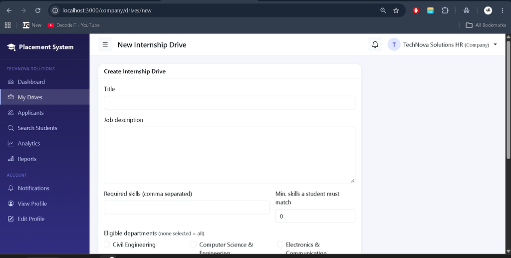 Internship Placement System Using Node.js and MongoDB-hr